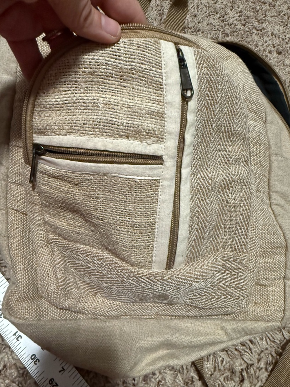 Himalayan Hemp canvas backpack with cactus embroidery - Picture 3 of 7